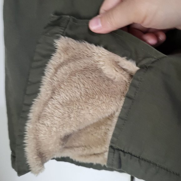 C'ESTTOI Vest Women S Green Fuzzy Lining Cinch Drawstring Waist Zip Snaps Milita - Picture 4 of 11